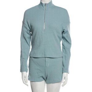 Reformation Waffle Knit Lounge Set - Zip-Up Top and Shorts